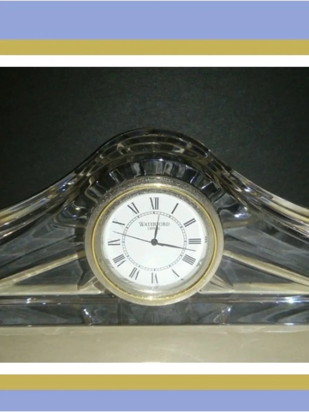 Waterford Crystal Mantel Clock - Clear and Gold Trim